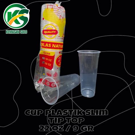 Jual Gelas Plastik Cup Datar Slim Merk Tip Top Oz Gr Shopee