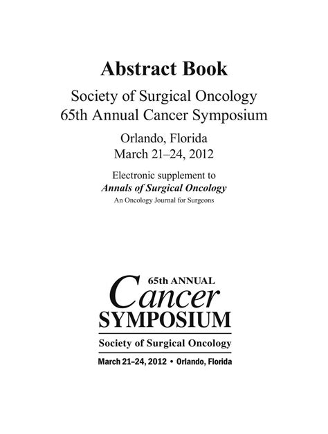 Abstract Book Society Of Surgical Oncology