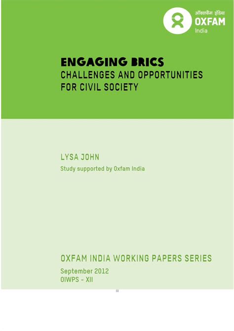 Pdf Engaging Brics Challenges And Opportunities For Civil Society