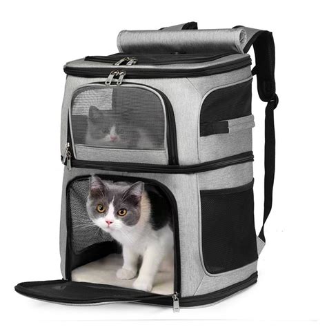 Double Layer Cat Carrier Backpack Removable Cat Carrier for 2 Cats ...