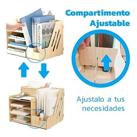 Organizador De Escritorio Para Oficina Hogar Armable Madera MercadoLibre