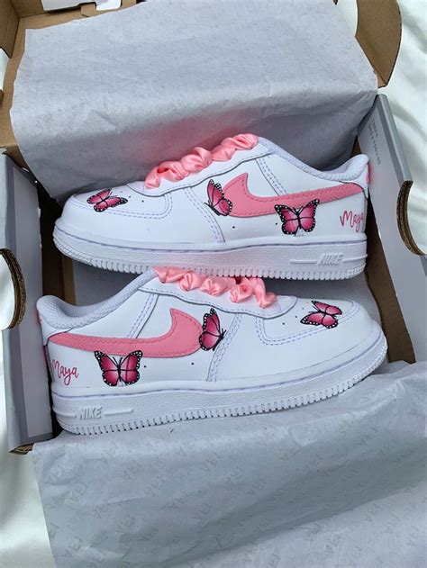 Custom Pink Butterfly Nike Airforce 1s Sneakers Nike Shoes Girls