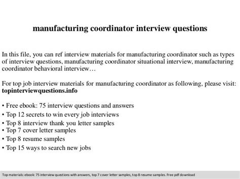 Manufacturing Coordinator Interview Questions