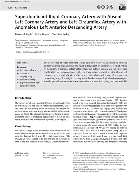 Pdf Superdominant Right Coronary Artery With Absent Left Coronary