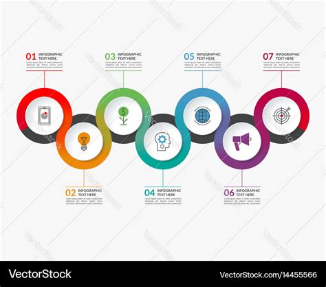 Infographic Timeline Template Of 7 Circles Vector Image