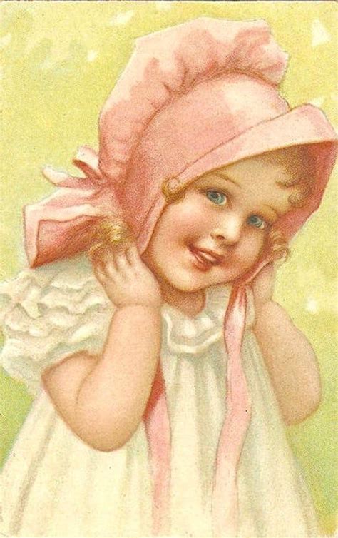 Vintage Girl Pink Bonnet Graphic Image Art Fabric Block Doodaba Etsy