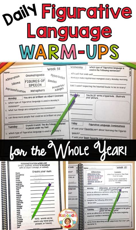 Figurative Language Bell Ringers Worksheets Anchor Charts And Daily