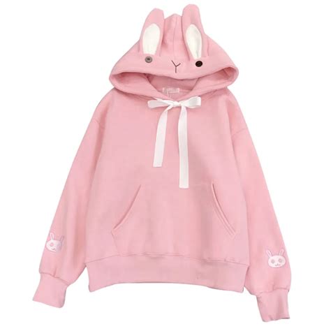 Sweatshirt Women Kawaii Sweet Rabbit Ears Hooded Harajuku Hoodies Loose