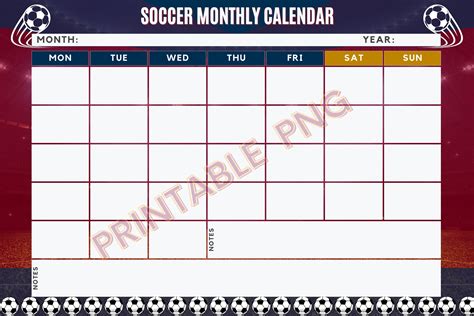 Soccer Season Calendar Soccer Printable Soccer Season - Etsy