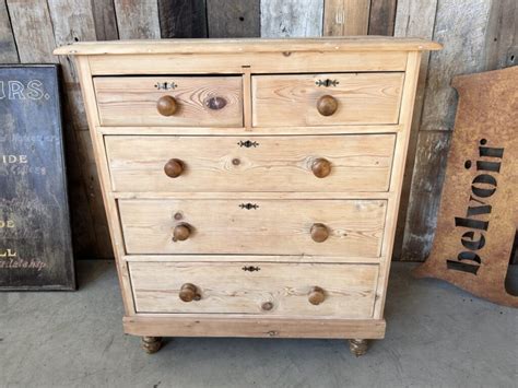 Antique Pine Victorian Two Over Three Chest Of Drawers Belvoir