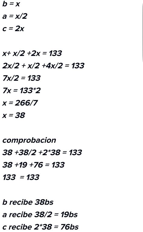 Repartir 133 Sucres Entre A B Y C De Modo Que La Parte De A Sea La