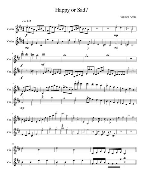 Happy Or Sad Sheet Music For Violin Download Free In Pdf Or Midi