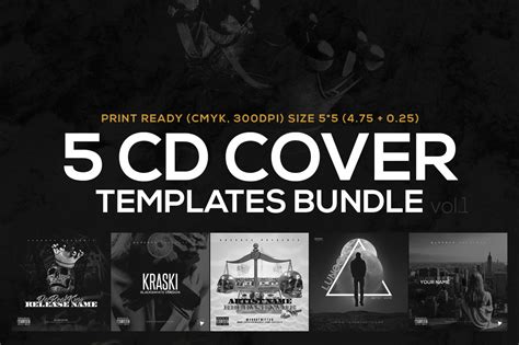 5 CD Cover Templates Bundle vol.1 ~ Templates ~ Creative Market