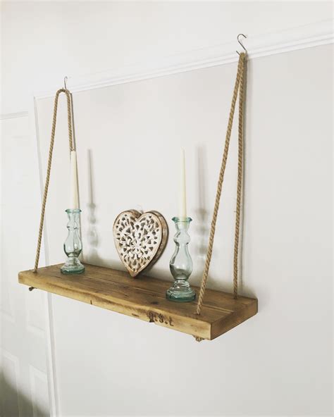 Rustic Hanging Rope Shelf