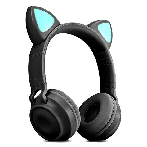 Fone De Ouvido Gatinho Bluetooth Led Dobr Vel Preto Mundoware