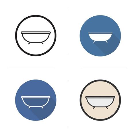 Bathtub Icon Flat Design Linear And Color Styles Bath Isolated