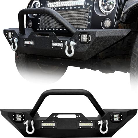 Buy Ledkingdomus Front Bumper Compatible With 07 18 Jeep Wrangler Jk And Unlimited Rock Crawler