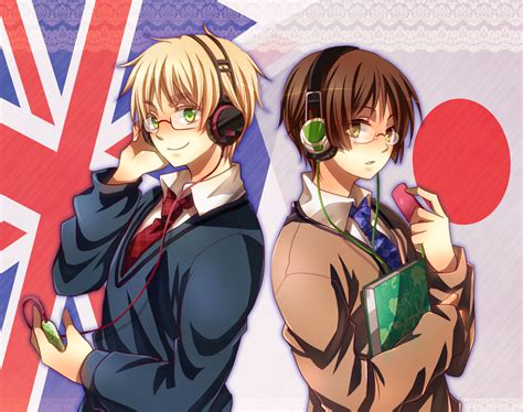 The Big Imageboard Tbib 2boys Axis Powers Hetalia Black Hair Blonde Hair Book British Flag