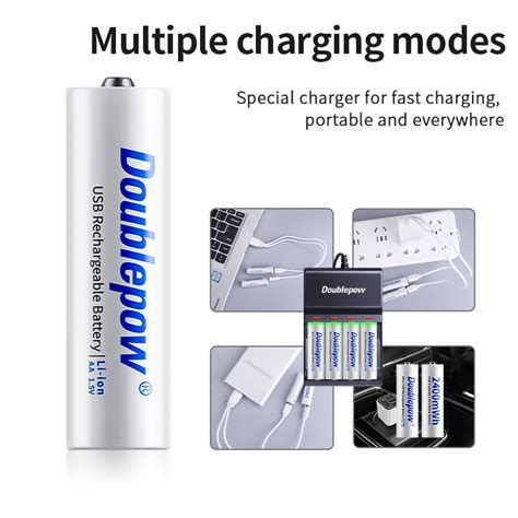 Doublepow 2400mwh Aa 1 5v Type C Rechargeable Lithium Ion Battery New