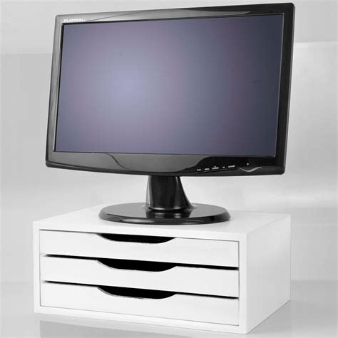 SUPORTE MONITOR 3 GAVETAS MDF BRANCO 3343 SOUZA