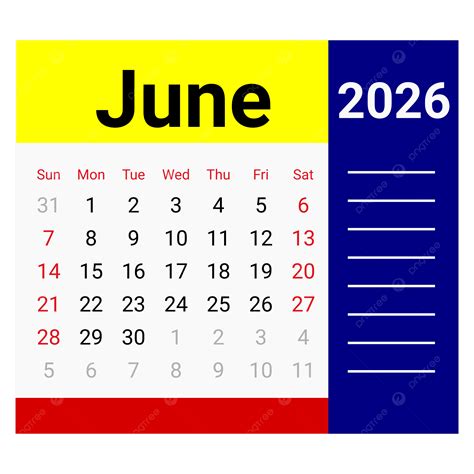 Calendar June 2026 Vector, Calendar June 2026, June 2026, Calendar June