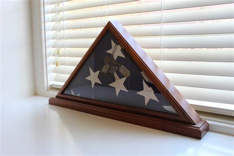 Handmade Hardwood Burial Flag Display Case - Military Retirement Gift