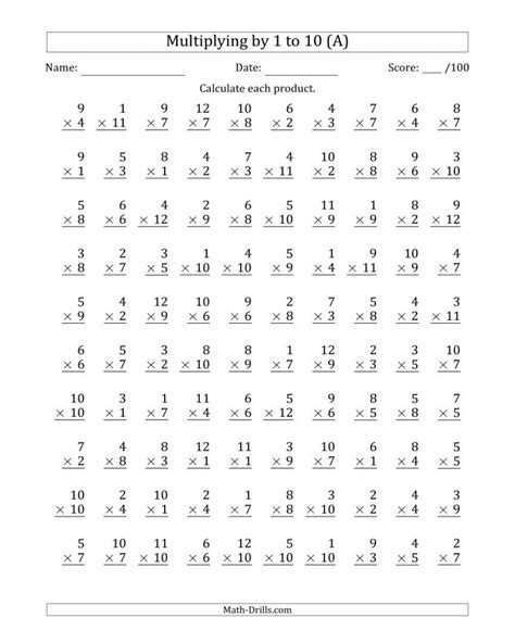 Multiplication Worksheets For 3rd Grade Pdf