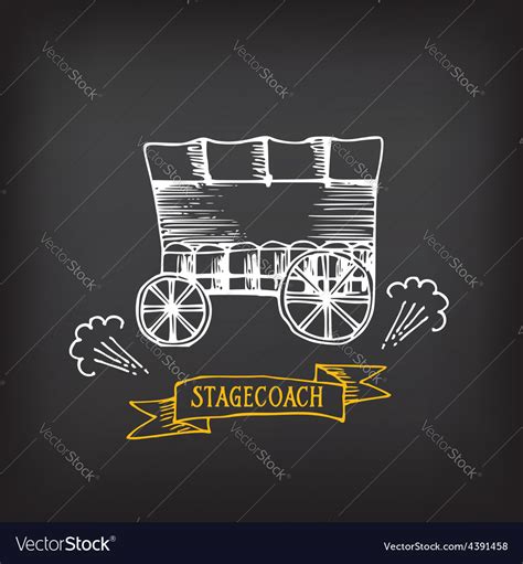 Stagecoach Covered Wagon Sketch Design Royalty Free Vector