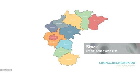 Chungcheongbukdo Map South Korea Division Vector Map Stock Illustration ...