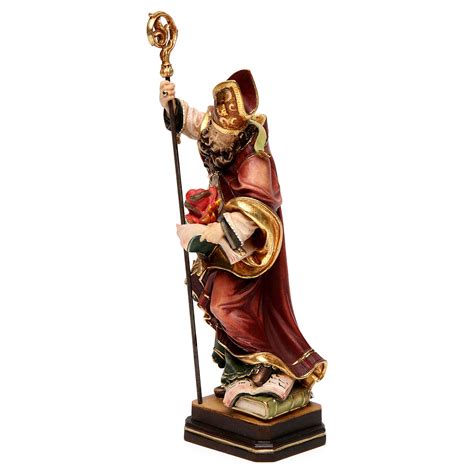 Saint Augustine With Heart In Coloured Wood Of Valgardena Online