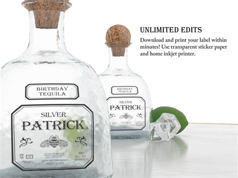 Patron Bottle Label For Customizations Tequila Editable Etsy