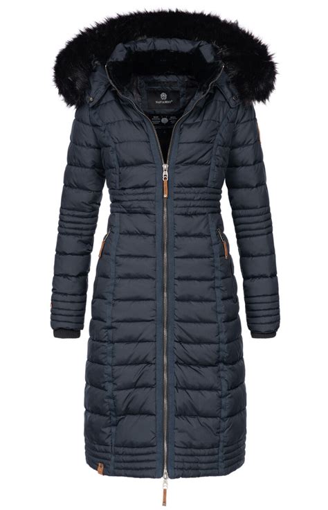 Navahoo Umay Damen Lange Winterjacke Mit Fellkragen Weinrot Gr M 129 90