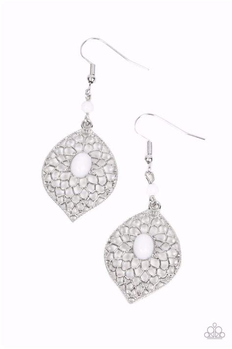 Paparazzi Perky Perennial White Earrings Carasshop