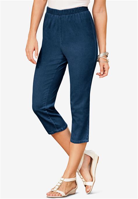 Pull On Stretch Denim Capri Jean By Denim Plus Size Capris