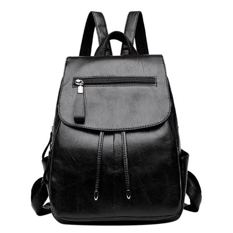 Pu Leather Women Backpack Fashion School Bags For Teenager Girls Casual