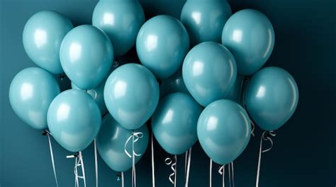 Premium Ai Image A Cluster Of Serene Blue Balloons Floating Gently