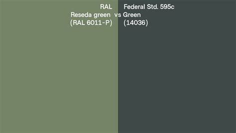 RAL Reseda Green RAL 6011 P Vs Federal Std 595c Green 14036 Side