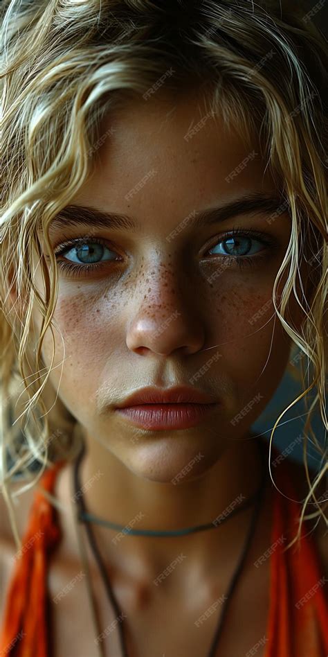 Premium Photo Blond Haired Woman Freckles Blue Eyes Looking Professional About Princess Curly