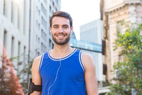 Handsome Athlete Smiling Stock Image Image Of Armband 58172437