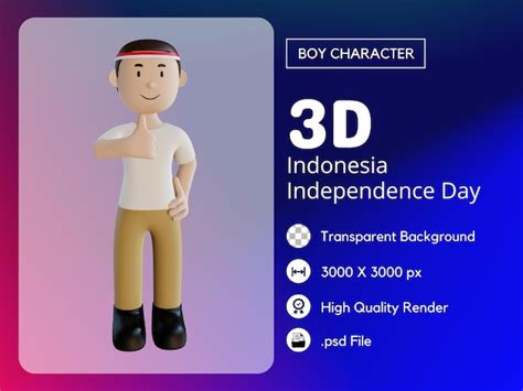 Personnage Masculin Indonésien 3d Avec Le Pouce En L air Psd Premium