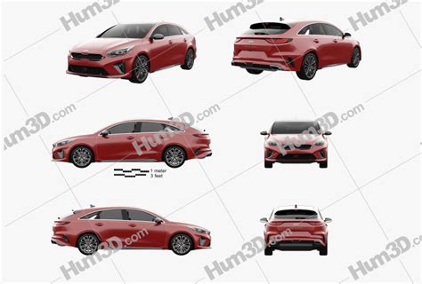 Kia Ceed Pro GT-Line 2021 Blueprint Template - 3DModels.org