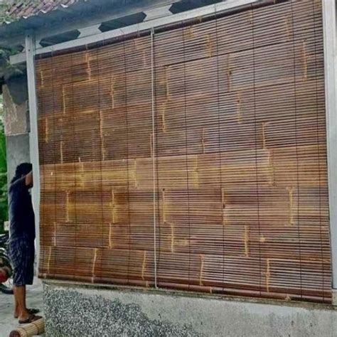 Jual Tirai Bambu Gulung 2x2 Anti Air Outdoor Full Pernis Free Katrol