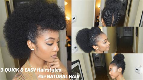 3 Quick And Easy Hairstyles For Natural Hair Part 2 Disisreyrey Youtube