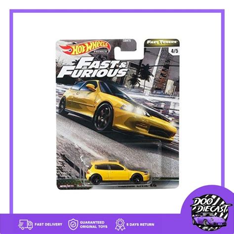 HONDA Hot Wheels Premium 本田思域 EG 快速調諧器速度與激情 蝦皮購物