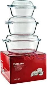 PASABAHCE Borcam 3 Piece Casserole Set Pack Of 3 Thermoware Casserole