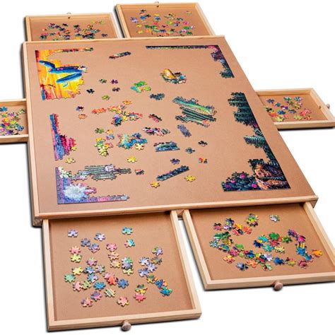 PLAYVIBE 1500 Piece Puzzle Board with Drawers – Jigsaw Puzzle Table with 6 Drawers, 27" x 35 ...