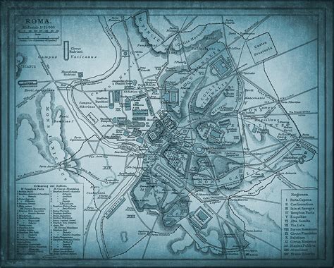 Ancient Rome Vintage City Map Blue Photograph by Carol Japp - Pixels