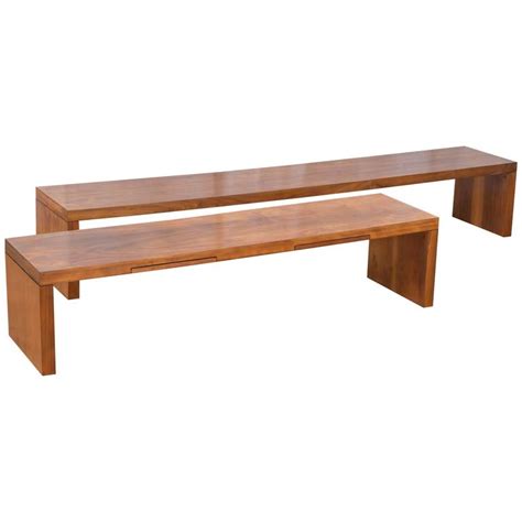 Two Of Extra Long Walnut Benches By Milo Baughman For Thayer Coggin At