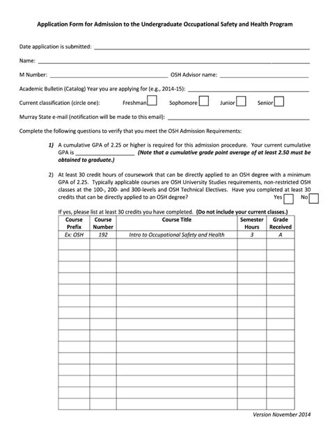 Fillable Online Murraystate Application Form For Admission To The