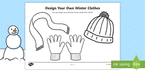 Design Your Own Winter Clothes Colouring Sheet